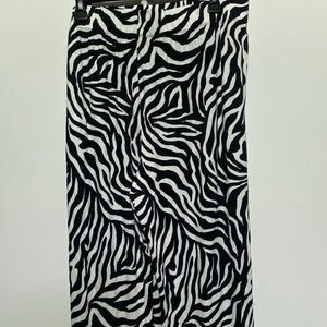 Joyspun Women's Black White Zebra Print Side Slit Wide Leg Pants Size XL NWT